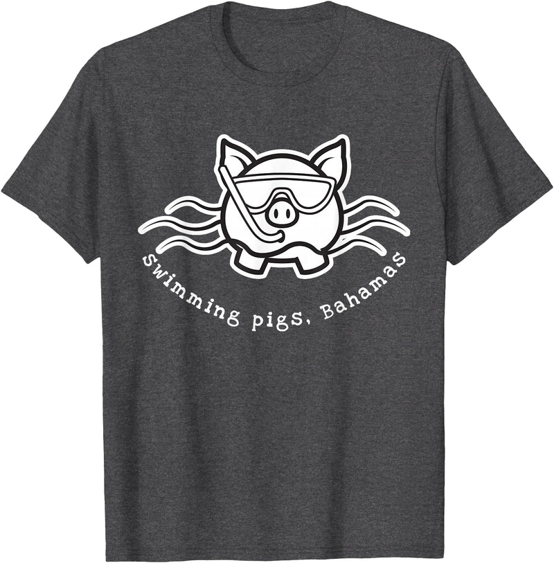 Bahamas Swimming Pigs Bahamas Swimming Pig with Mask and Snorkel T-Shirt - Dark Heather Grey