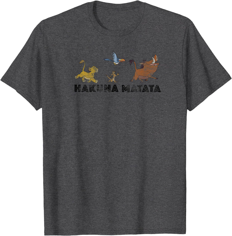 Disney - : Lion King Hakuna Matata Simba Timone Pumbaa T-Shirt - Dark Heather Grey
