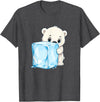 Cute Polar Bear Ice Cube Arctic Kawaii Adorable Baby Polar Bear Hugging Big Ice Cube T-Shirt - Dark Heather Grey