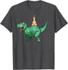 cute funny Llama Gifts and more Alpaca Llama riding Dinosaur T-Rex T-Shirt - Dark Heather Grey