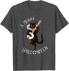 Vintage Halloween Retro Fun from Petes Treasures Vintage Black Cat Merry Halloween Not Scary Mens Womens T-Shirt - Dark