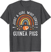 Cute Clothing With Guinea Pigs For Girls Just A Girl Who Loves Guinea Pigs Rainbow Gifts Cavy Lover T-Shirt - Dark Heather Grey
