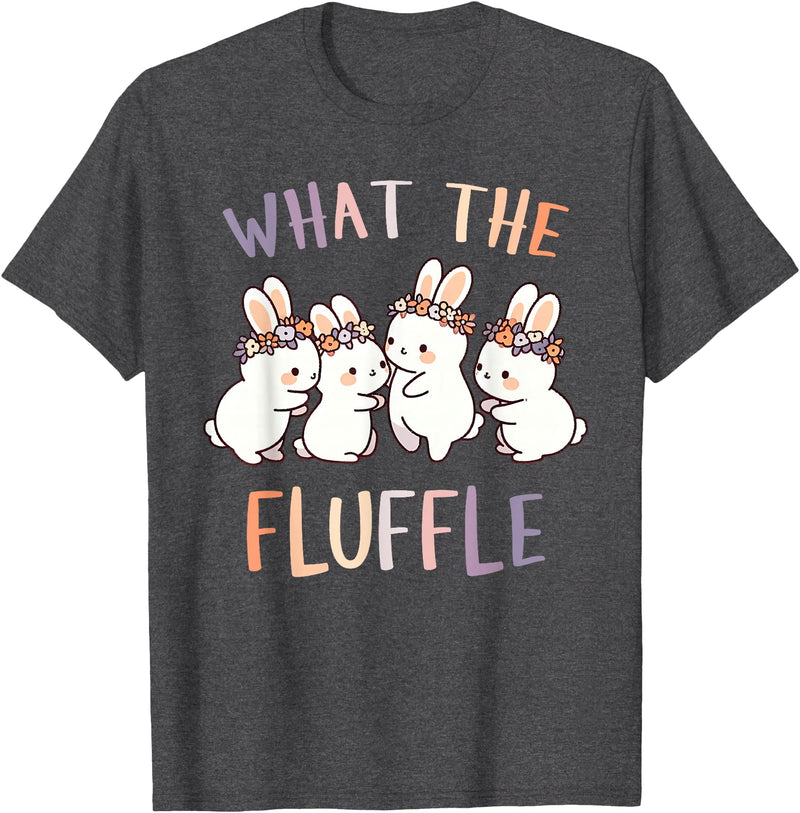 Rabbit Lover Easily Distracted by Rabbits What the Fluffle T-Shirt in Dark Heather Grey