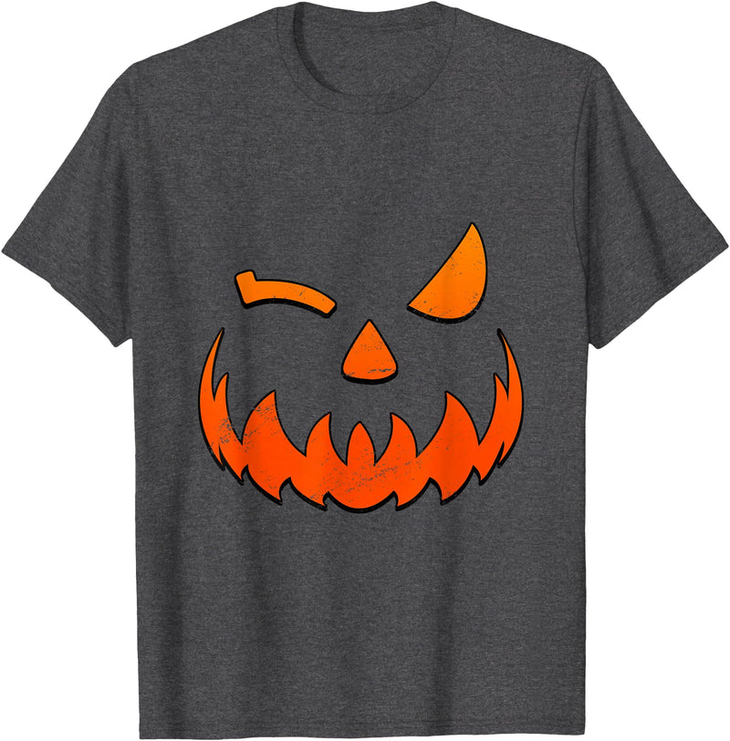 Halloween Costume Gifts Happy Halloween Pumpkin Face T-Shirt - Dark Heather Grey