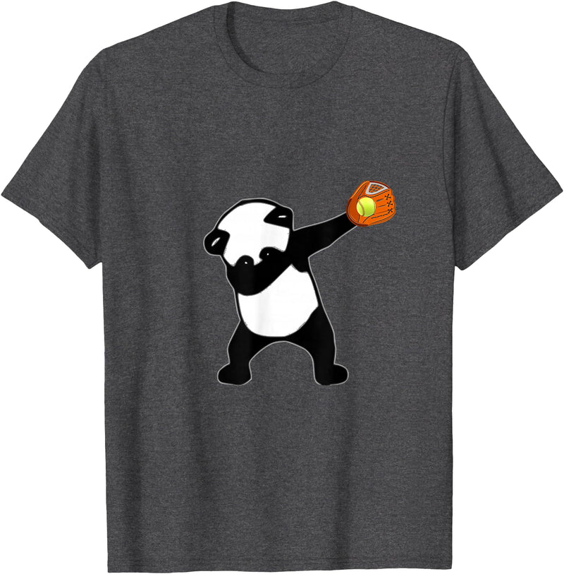 Dabbing Panda Bear Softball Baseball Glove Sport T-Shirt - Dark Heather Grey