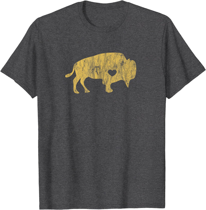 I Love Wild Buffaloes Gift Company I Love Buffaloes Golden Buffalo Bison Lover Gift Ideas T-Shirt - Dark Heather Grey