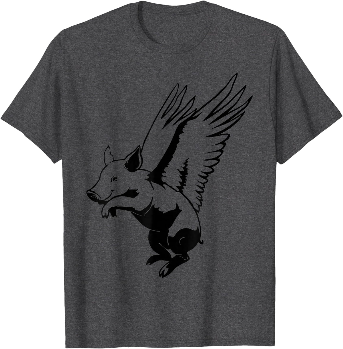 Flying Pig Funny Animals Flying Pig with Wings Fly Pig Lovers T-Shirt - Dark Heather Grey