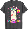 Llamazing Birthday Party Outfit Llama Lovers Llamazing 11 Years Old Girl Birthday Cute Llama Alpaca Kids T-Shirt - Dark Heather Grey