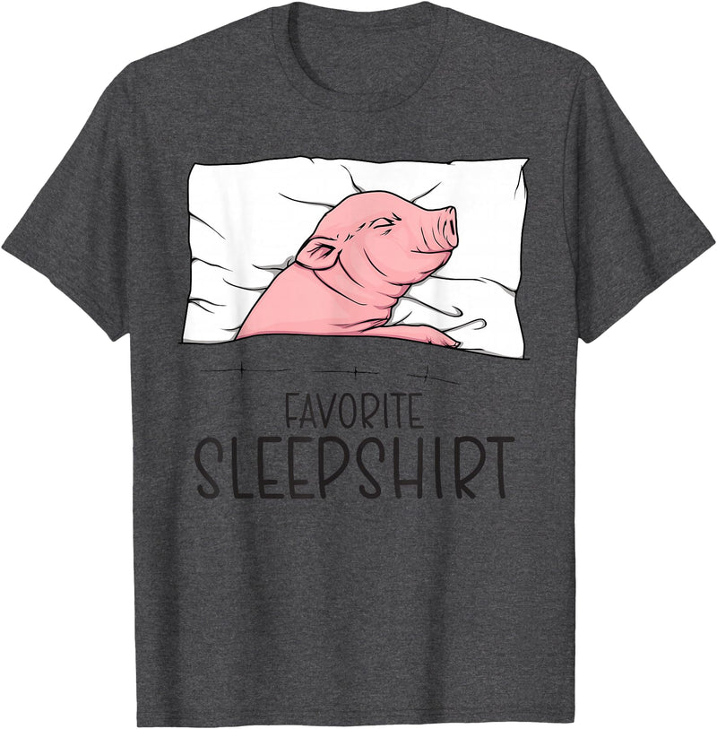 Sleeping & Napping Shirt Gifts For Nap Lovers Favorite Sleepshirt, Napping Pig, Piglet & Piggy Pajama T-Shirt - Dark Heather Grey