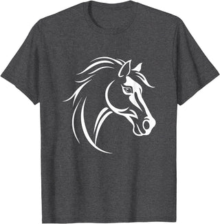 Horse Designs. Horse Equestrian Riding Graphic T-Shirt - Dark Heather Grey