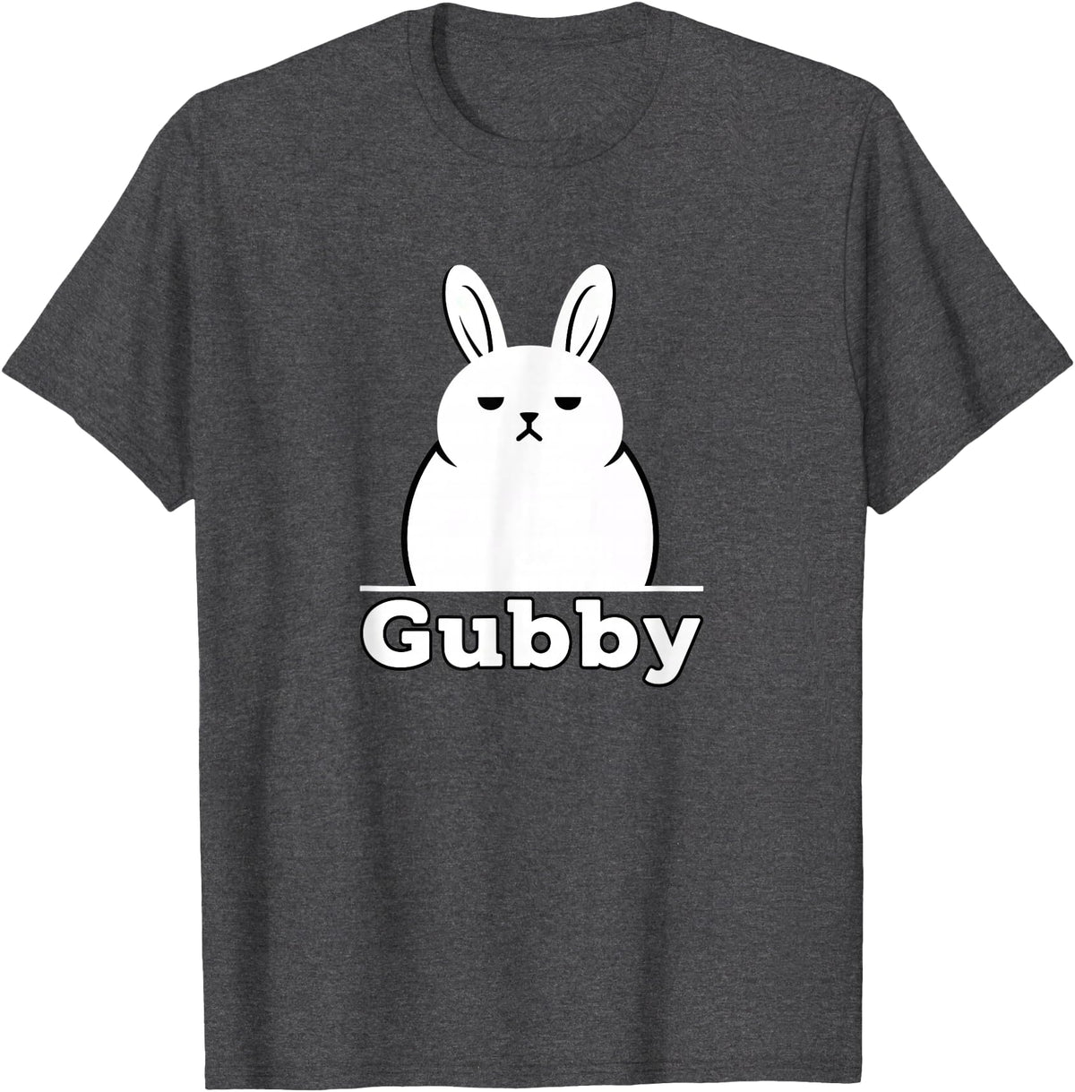 Gubby Rabbit Anime Funny Character Cute Grumpy Bunny T-Shirt in Dark Heather Grey