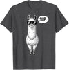 Funny Llama lover Co Alpaca Llama with Sunglasses Sup T-Shirt - Dark Heather Grey