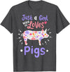 Pig Just A Girl Who Loves Pigs Gift for Pig Lovers T-Shirt - Dark Heather Grey