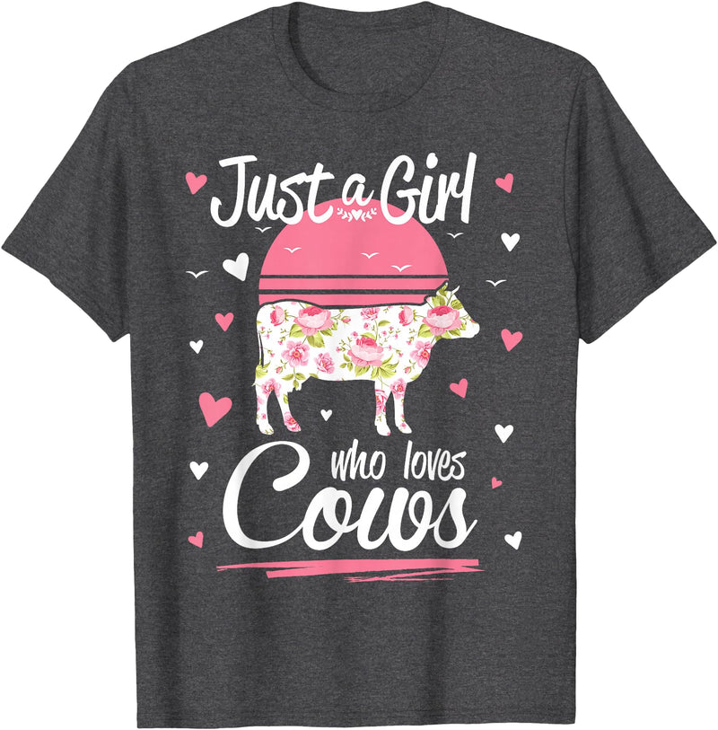 Pack A Punch Just A Girl Who Loves Cows Shirt Vintage T-Shirt - Dark Heather Grey