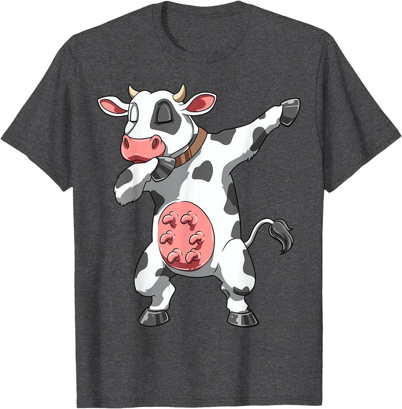 DabbingTastic Dabbing Cow Dab Cow Dancing Cow Farm Birthday Party T-Shirt - Dark Heather Grey