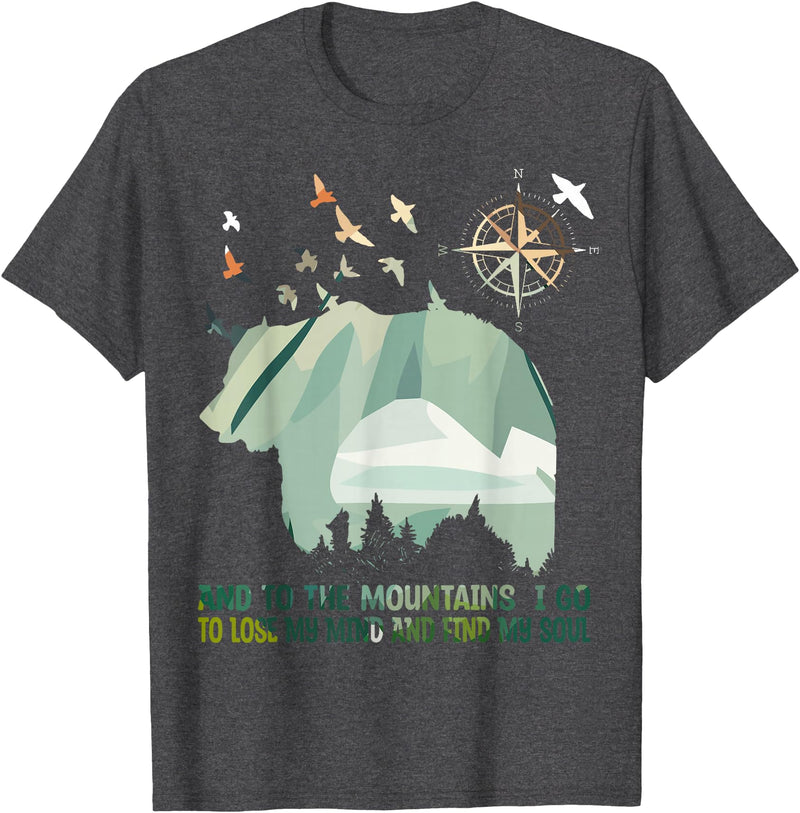 Camping Bears And To The Mountains I Go To Lose My Mind Camping Bear T-Shirt - Dark Heather Grey