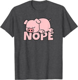 Funny Laziness Shirts & Gifts For Animal Lovers Lazy Pig Piggy Not Today Nope T-Shirt - Dark Heather Grey