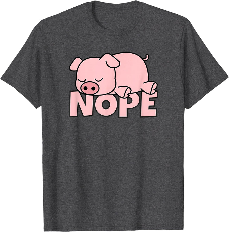 Funny Laziness Shirts & Gifts For Animal Lovers Lazy Pig Piggy Not Today Nope T-Shirt - Dark Heather Grey