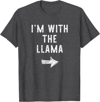 Im With The Llama Halloween Costume I’m with The Llama Funny Halloween Couple Costume T-Shirt - Dark Heather Grey