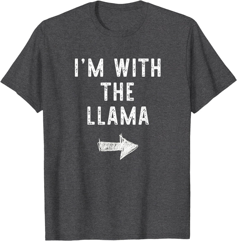 Im With The Llama Halloween Costume I’m with The Llama Funny Halloween Couple Costume T-Shirt - Dark Heather Grey
