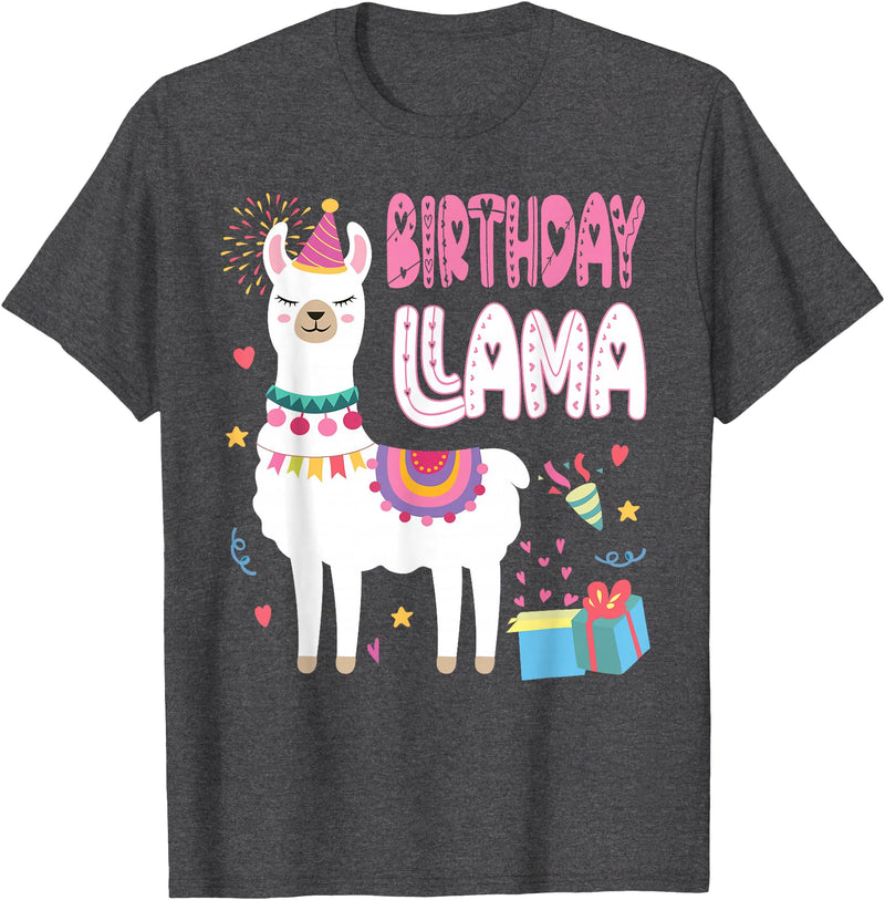 Family Matching Llama Birthday Party Supplies Birthday Llama Girl Birthday Party Llama Birthday Theme T-Shirt - Dark Heather Grey
