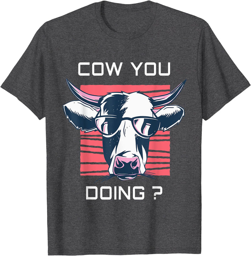 Funny Cow Shirts for Men Women Kids Funny Cow You Doing - Farm Cow Lover Gift T-Shirt - Dark Heather Grey