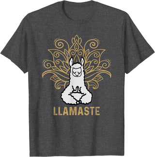 Lama Llamaste Family Summer Sport Yoga Gift Tees Llamaste Yoga Gift For Men Women Kids Lover Llama Yoga T-Shirt - Dark Heather Grey