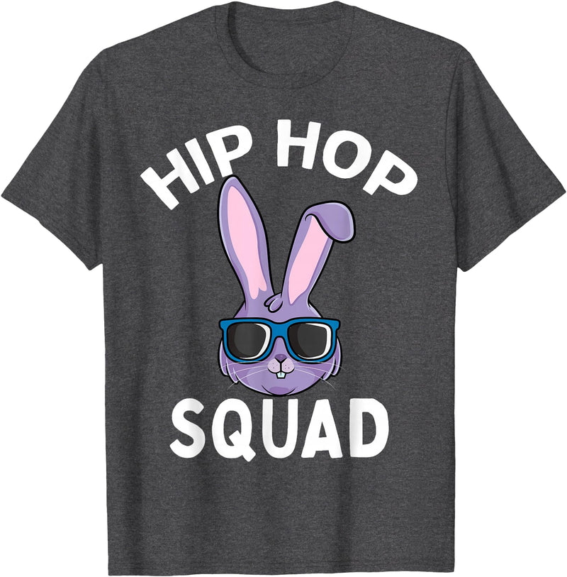Hip Hop Squad Funny Happy Easter Bunny Rabbit Children Boys T-Shirt in Dark Heather Grey
