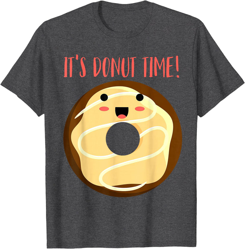 Green Cow Land It's Donut Time! Doughnut Funny T-Shirt - Dark Heather Grey