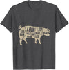 Piglet Farm Teez Pig Anatomy T-Shirt Pork Meat Cuts Tee T-Shirt - Dark Heather Grey