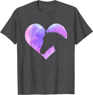 Funny Horse Shirts Horse Head Heart Shaped Design - Horseman Horseback Rider T-Shirt - Dark Heather Grey