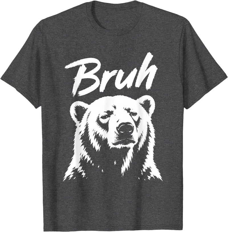Polar Bear Bruh Meme Funny Co Bruh Funny Polar Bear Meme Dog Lover Men Women T-Shirt - Dark Heather Grey