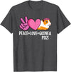 EDILILU Peace Love Guinea Pigs Cute Guinea Pig Lover Women Girls T-Shirt - Dark Heather Grey