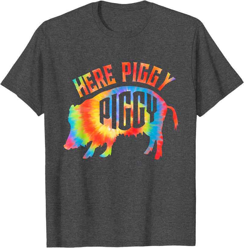 Here Piggy Piggy Design Here Piggy Piggy Funny Pig T-Shirt - Dark Heather Grey