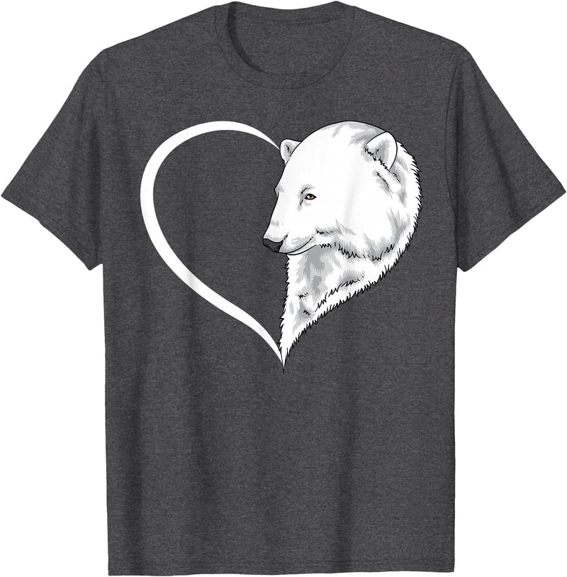 Polar bear Shirt & Tees Co Polar bear Shirts For Women Girls Kids Heart Cute Polar bear T-Shirt - Dark Heather Grey