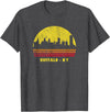 Wowsome! Vintage Retro Sunset Buffalo NY Skyline T-Shirt - Dark Heather Grey