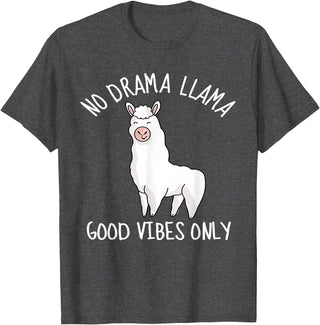 Llama Lama Llma Lamma No Drama Items Supplies Llama Love Good Vibes School Girls Kids Women Teens Gift T-Shirt - Dark Heather Grey