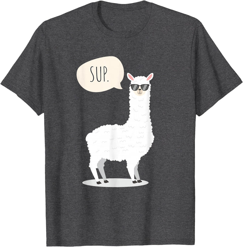 Funny & Cute Llama Gifts by OMG Sup No Drama Llama Alpaca T-Shirt - Dark Heather Grey