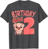 Pig Birthday 2 Cute Girl Farm Party Apparel Pig 2nd Birthday Girl Party Oink Farm Hog Farmyard Piggy T-Shirt - Dark Heather Grey
