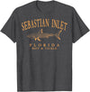 Sebastian Inlet Florida Fishing Souvenir Gifts Sebastian Inlet Florida Shark Retro Orange Art Fishing T-Shirt - Dark Heather Grey