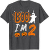 Funny Boo I'm 2 Birthday 2nd Birthday Kids Boo I'm 2 Two Yr Ghost Halloween Costume T-Shirt - Dark Heather Grey