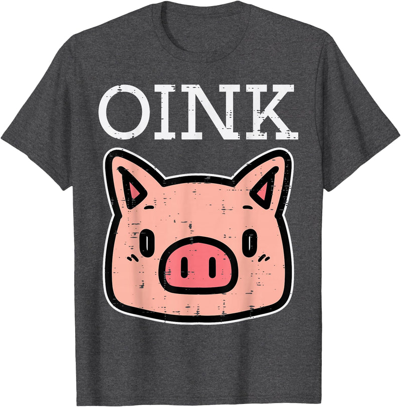 Pig Lover Shirts For Men Women Kids Oink Pig Face Cute Hog Head Girls Boys Kids Toddler Women T-Shirt - Dark Heather Grey