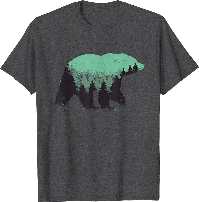 Grizzly Bear - Outdoor Apparel Bear Forest Nature Grizzly Hiking Outdoor Hunting Gift T-Shirt - Dark Heather Grey