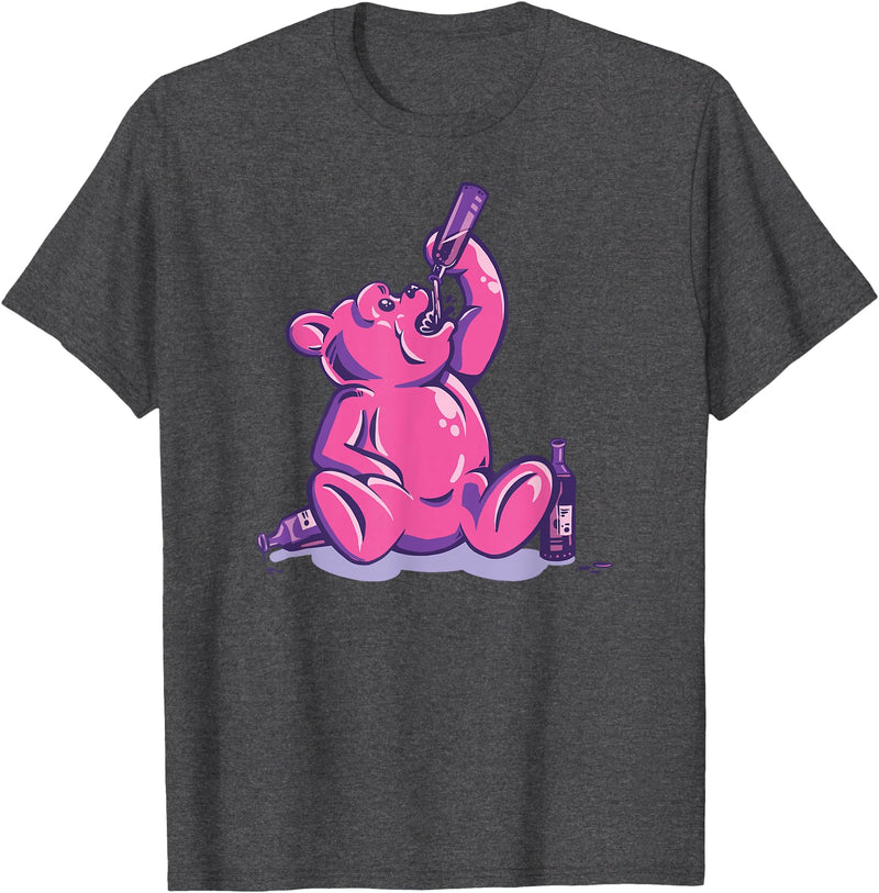 Drunk Gummy Bear - Funny Drinking Illustration Humor Alcohol T-Shirt - Dark Heather Grey