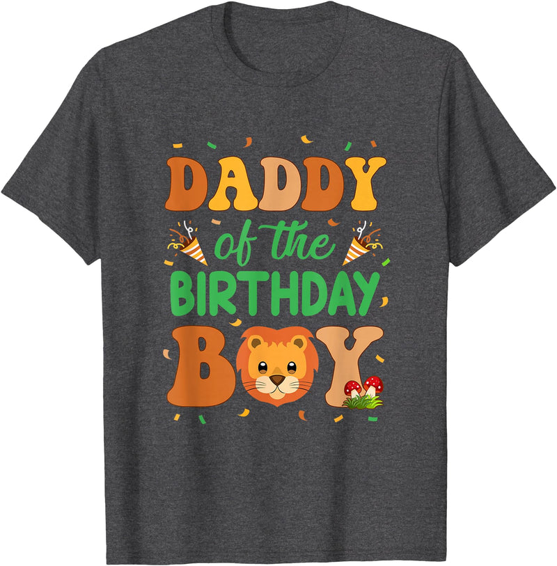 Dad Birthday Boy Family Matching Lion Daddy Of The Birthday Boy Lion Family Party Decorations T-Shirt - Dark Heather Grey