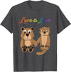 Kaisi-LGBT Gay Bi Gay Lesbian Otter Csd Queer Love Is Love Bear, Otter, Rainbow LGBT Diversity Drawing T-Shirt - Dark Heather Grey