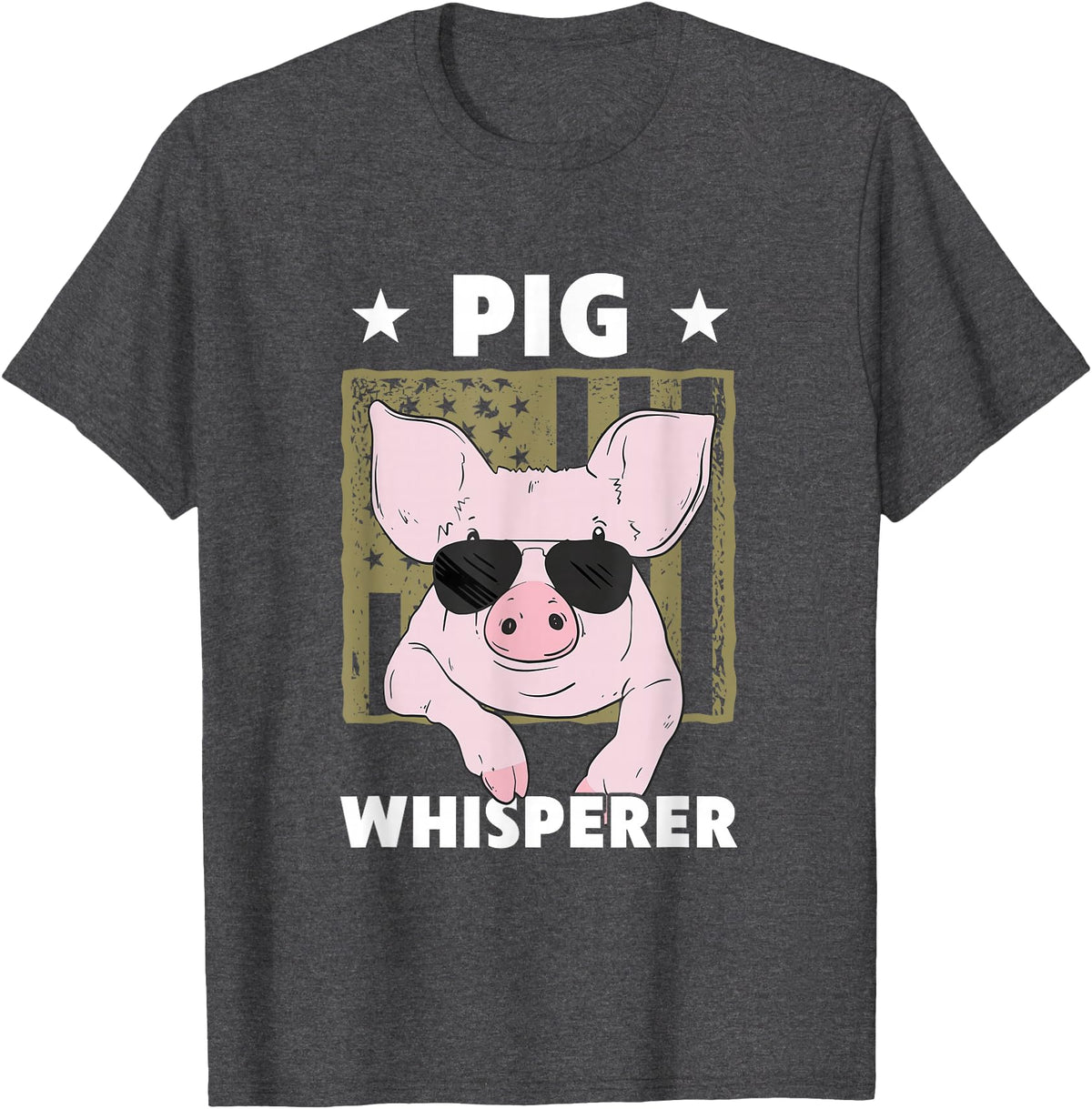 Funny Hog Design Pig Farmer Pig Whisperer Funny Pig Design Hog Farmer T-Shirt - Dark Heather Grey