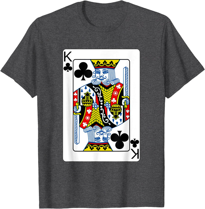 Card Deck Costume Shirt Co King of Clubs Playing Card T-Shirt Poker Player Costume T-Shirt - Dark Heather Grey
