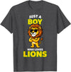 Lion King of the Jungle Safari Wildlife Zoo Gifts Cool Lion in Sunglasses Just A Boy Who Loves Lions T-Shirt - Dark Heather Grey