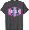 Striped Tie Dye Lion Girls Lunch Lady Librarian Lions Mascot Back to School Spirit Sport Women Teachers T-Shirt - Dark Heather Grey